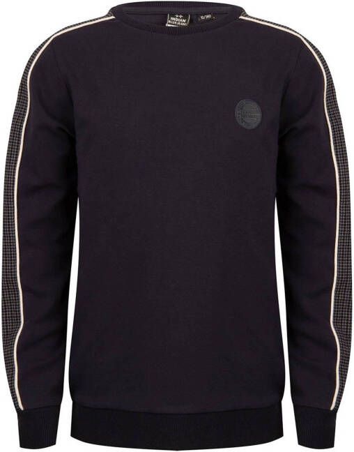 Indian Blue Jeans sweater met contrastbies donkerblauw