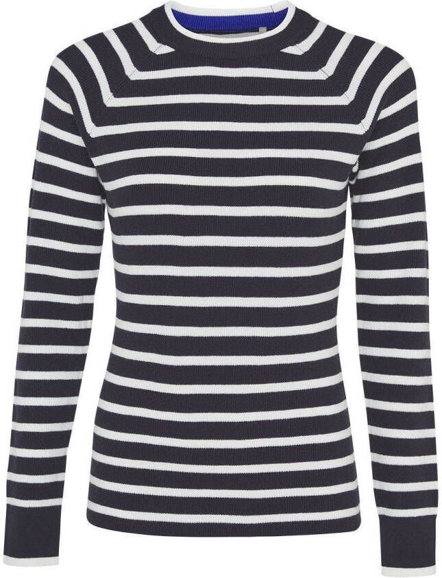 Mexx gestreepte gebreide trui donkerblauw/wit