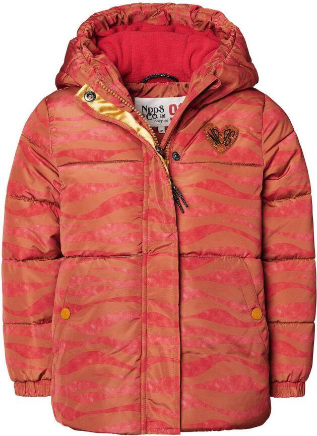 Noppies gewatteerde winterjas Bursa met all over print rood/oranje