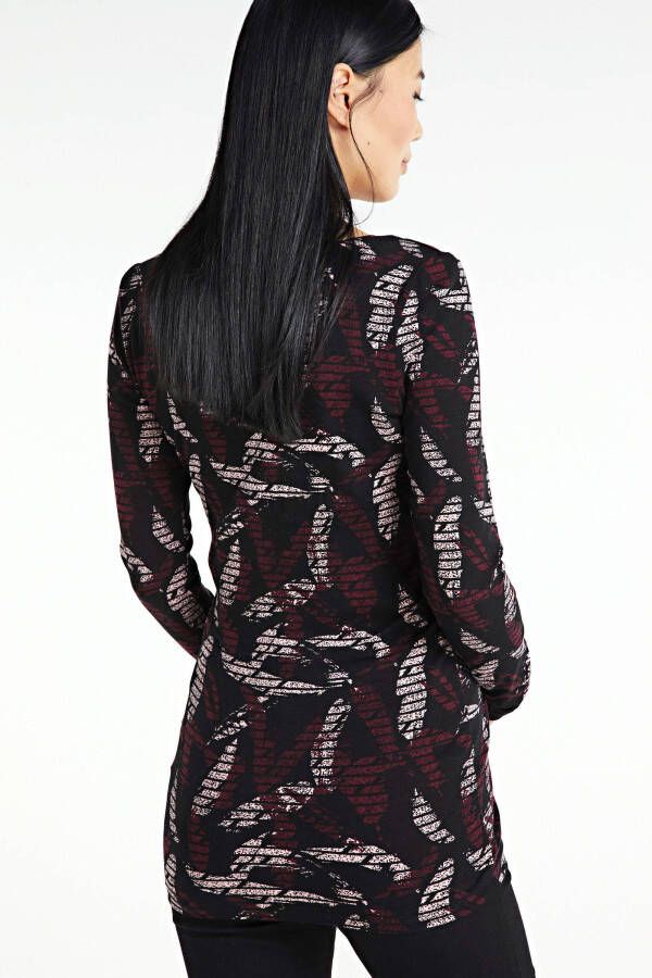 Noppies zwangerschaps en voedings longsleeve Selin met all over print donkerrood/zwart/roze