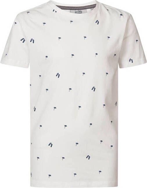 Petrol Industries T shirt met all over print wit/blauw