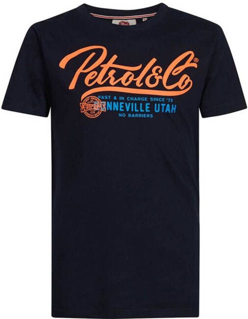 Petrol Industries T shirt met logo donkerblauw
