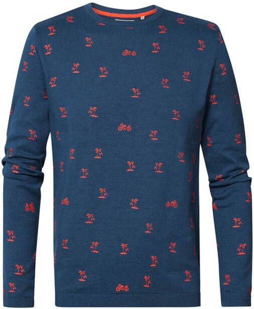 Petrol Industries trui met all over print petrol blue