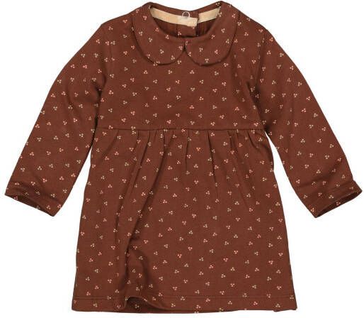 Quapi baby A lijn jurk Mabel met all over print chocoladebruin
