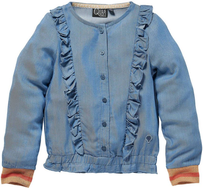 Quapi Girls blouse Karin met ruches blauw