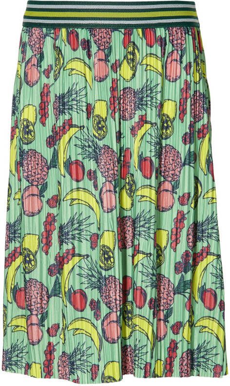 Quapi Girls plissé rok Femi met all over print groen/multicolor