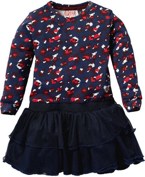 Quapi Mini jurk Laurie met all over print donkerblauw/rood/wit