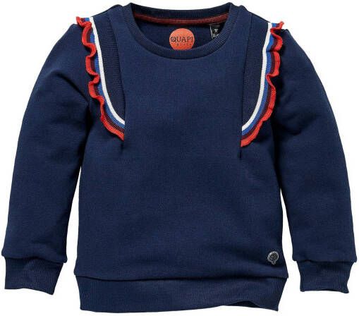 Quapi Mini sweater Linn met ruches donkerblauw/rood