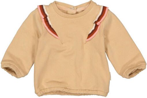 Quapi newborn baby sweater Marian met ruches zand/rood/roze