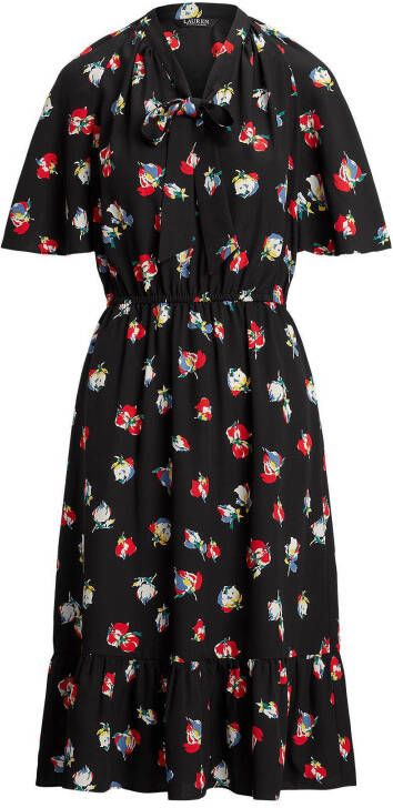 Ralph Lauren Midi jurk met strikkraag en bloemenprint