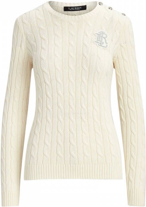 Ralph Lauren Kabelgebreide pullover met logoborduring en knoopdetail