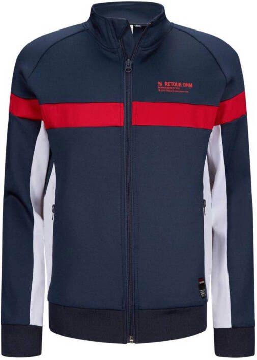 Retour Denim sweatvest Elwin donkerblauw/rood/wit