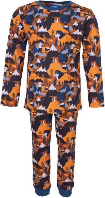 Someone pyjama Dormir met all over print bruin/blauw