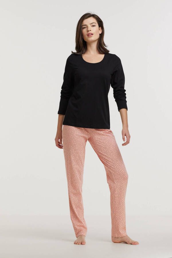 ten Cate pyjama met stippen zwart/roze