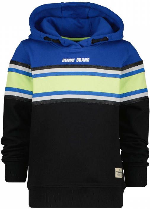 Vingino hoodie Nayan zwart/koblatblauw/geel