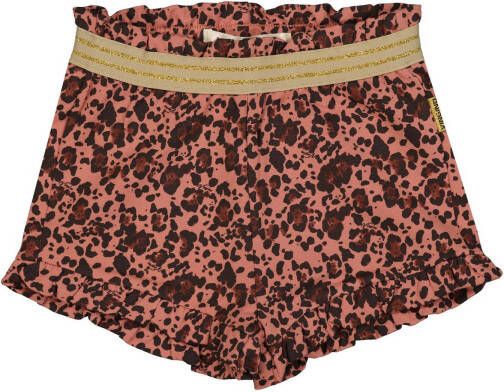 Vingino short Roza met all over print kastanjebruin/zwart