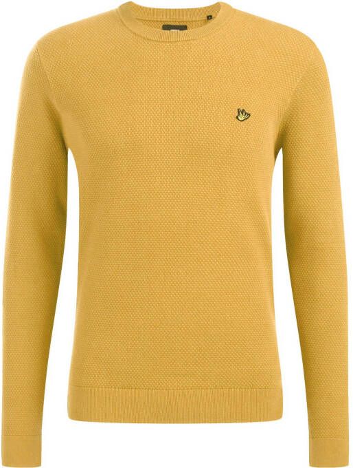 WE Fashion fijngebreide trui met textuur mustard