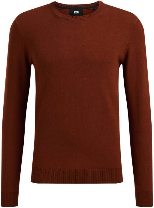 WE Fashion fijngebreide trui roodbruin