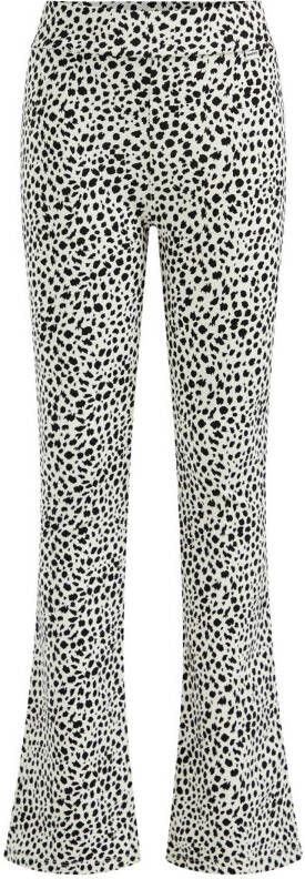 WE Fashion flared broek met dierenprint off white/zwart