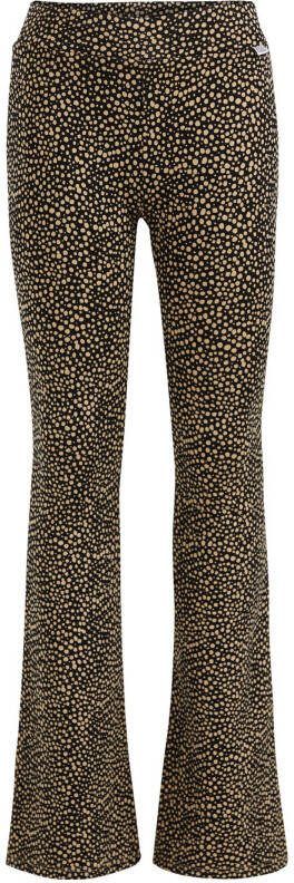 WE Fashion flared broek met stippen bruin/zwart