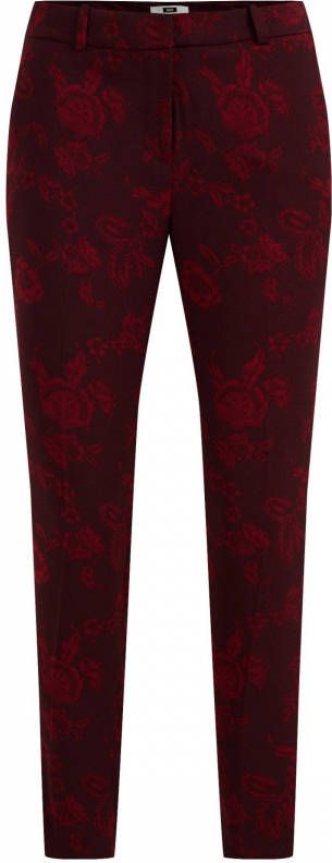 WE Fashion gebloemde skinny pantalon aubergine