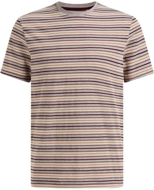 WE Fashion gestreept slim fit T shirt donkerrood