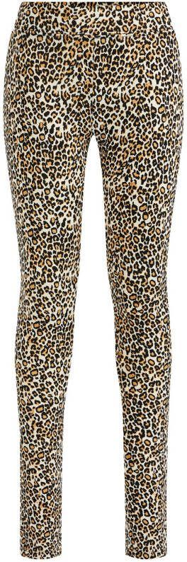 WE Fashion legging met panterprint bruin/zwart/ecru