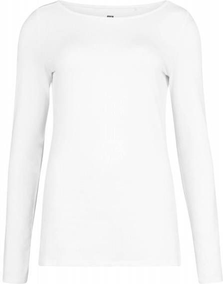 WE Fashion longsleeve met elastisch katoen wit