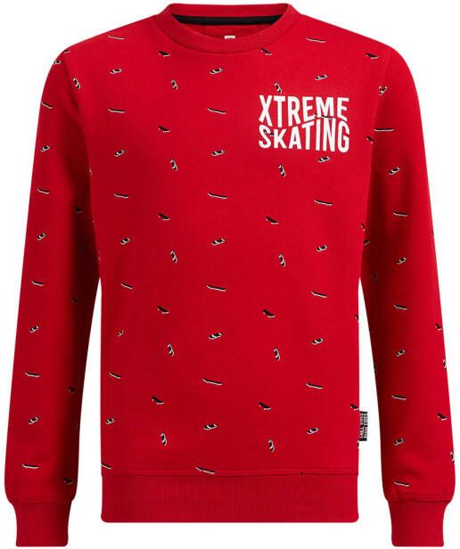 WE Fashion sweater met all over print rood