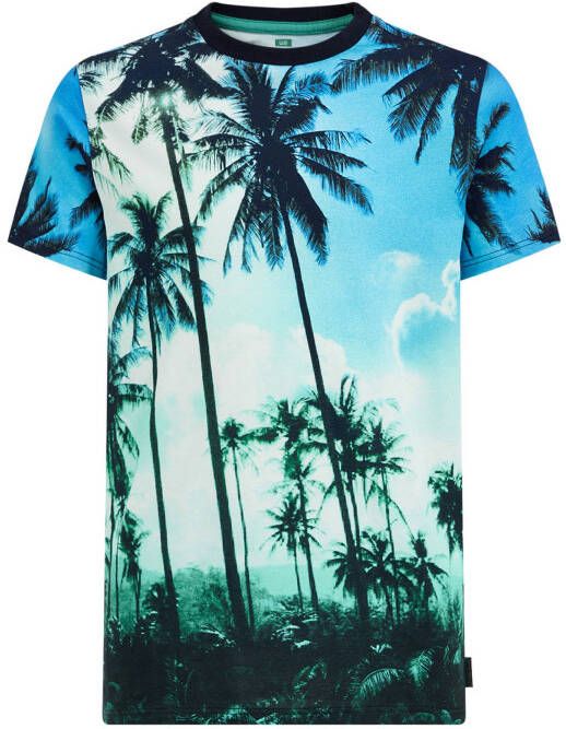 WE Fashion T shirt met all over print blauw/multi