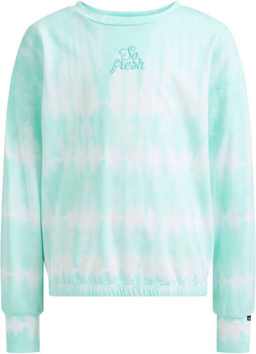 WE Fashion tie dye longsleeve mintgroen/wit