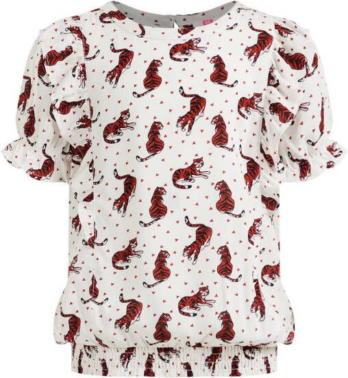WE Fashion top met all over print wit/rood