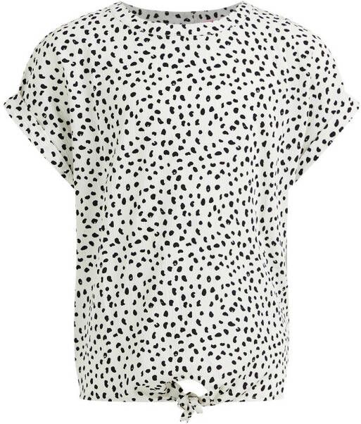 WE Fashion top met dierenprint wit/zwart