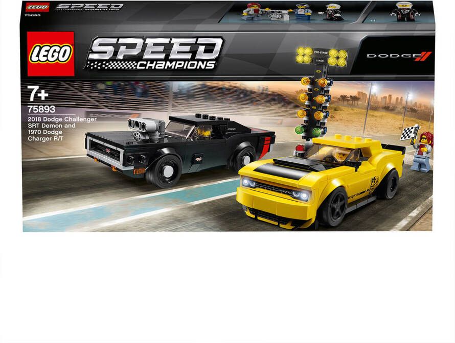 Lego  Speed Champion s 2018 Dodge Challenger SRT Demon en 1970 Dodge Charger R/T 75893 Kleurrijk